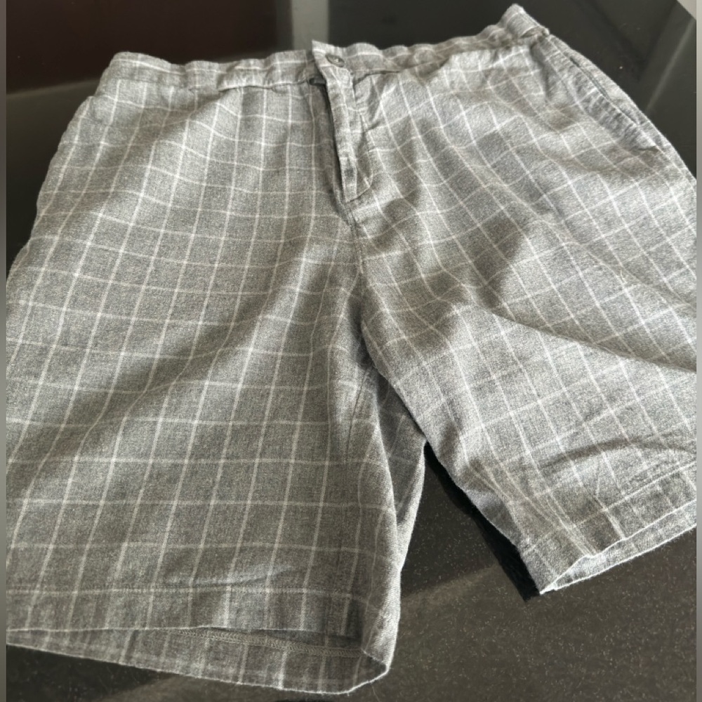 Mack Weldon Grey Plaid Drawstring Shorts | Medium